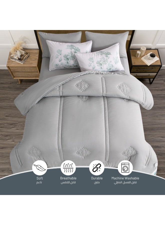 Donetella Bedding Comforter Set, King Size Fits 200x200 cm - 6-Pcs Digital Print Quilted Bed Set, Microfiber Fabric - 1 Comforter, 1 Fitted Sheet, 2 Pillow Shams, 2 Pillowcases - Image 5